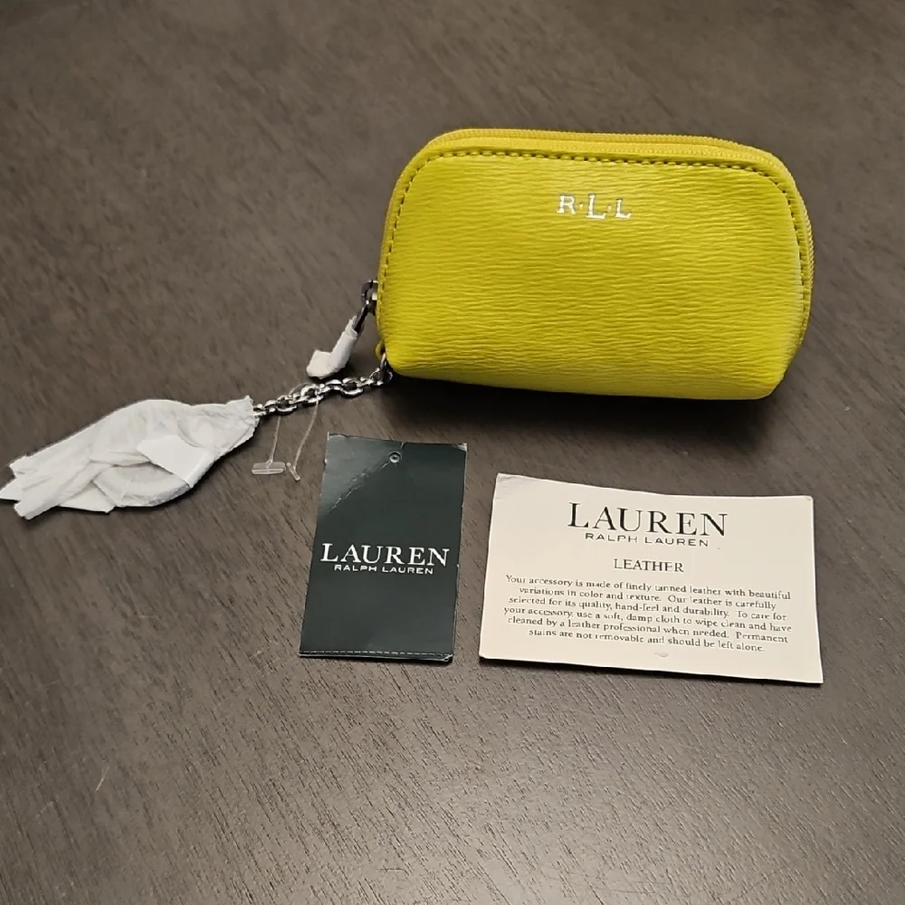 Lauren Ralph Lauren Newbury Mini Cosmetic Case/key chain, NWT, Saffiano Leather